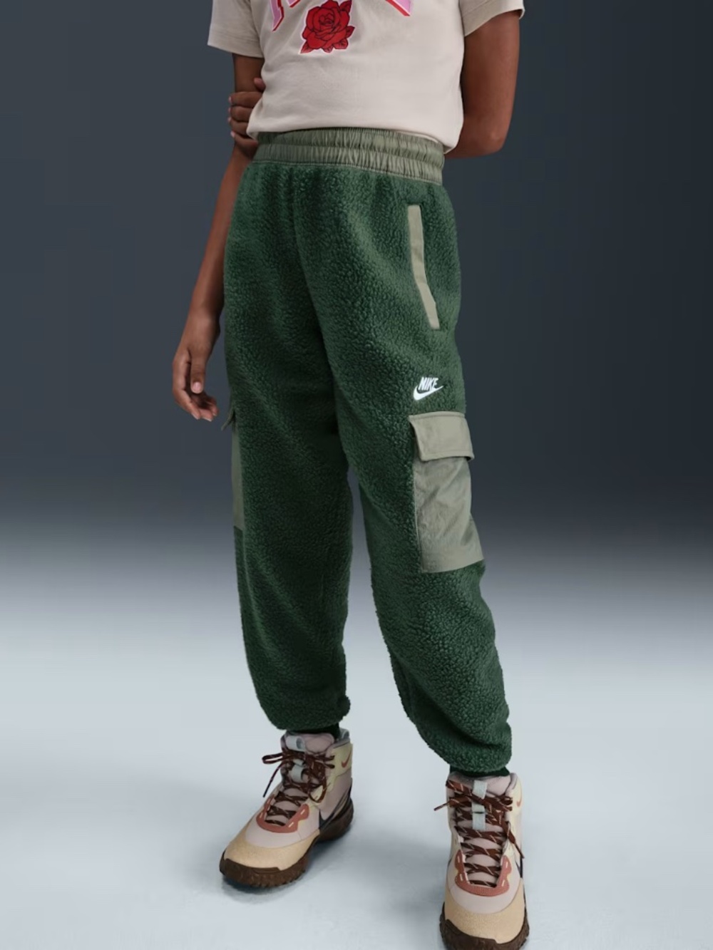 Nike Sportswear Club Fleece Big Kids' Cargo Pants, Size L, Green, NWT